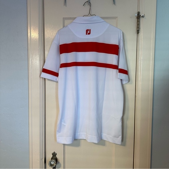 FootJoy Red & White Polo Shirt Short Sleeves Crowborough Beacon Golf Club Sz XL - Picture 3 of 12